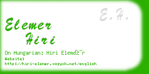 elemer hiri business card